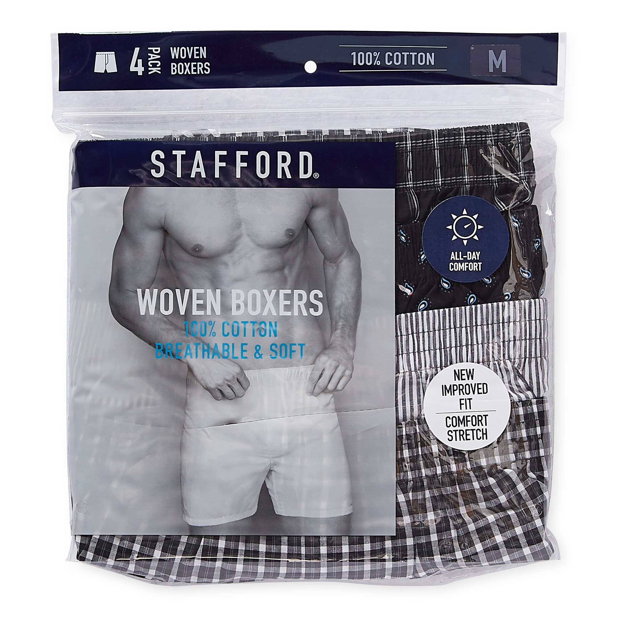 Stafford Woven Mens 4 Pack Boxers 305919