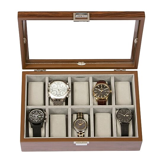 Mele and Co Jayson Mahogany-Finish Watch Box