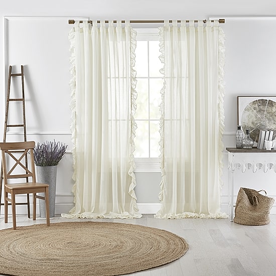 Elrene Home Fashions Bella Tab Top Sheer Single Curtain Panel