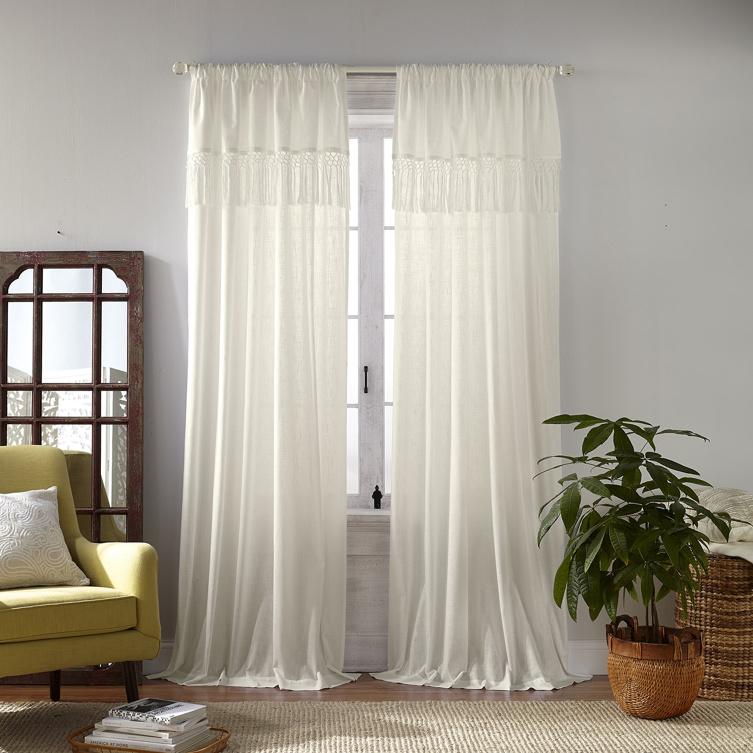 Elrene Home Fashions Calypso Rod Pocket Light-Filtering Single Curtain Panel