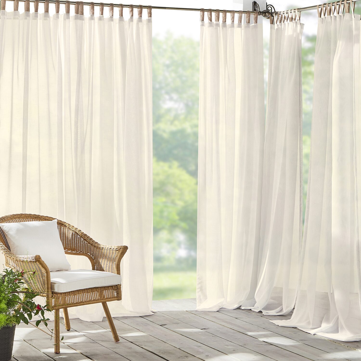 Elrene Home Fashions Darien Tab Top Sheer Single Outdoor Curtain Panel