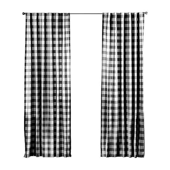 Threadmade Farmhouse Living Buffalo Check Rod Pocket Back Tab Light-Filtering Single Curtain Panel