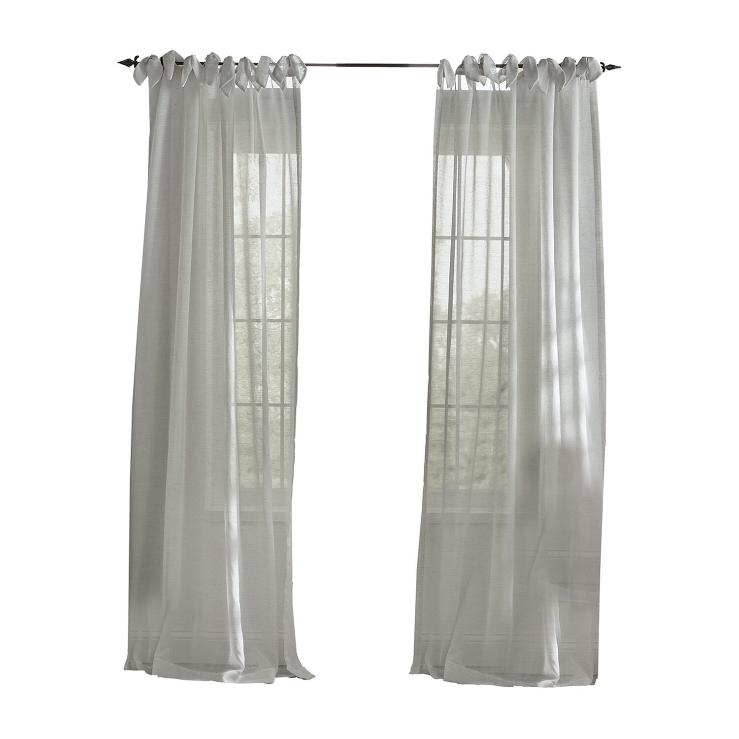 Elrene Home Fashions Vienna Tie Top Sheer Single Curtain Panel
