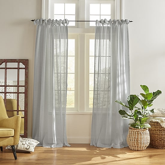 Threadmade Vienna Tie Top Sheer Single Curtain Panel