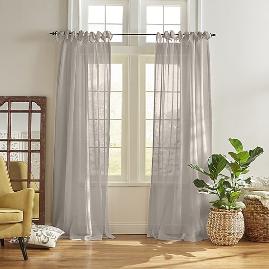 Elrene Home Fashions Vienna Tie Top Sheer Single Curtain Panel