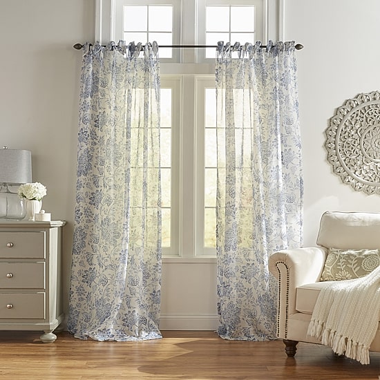 Elrene Home Fashions Westport Tie Top Sheer Single Curtain Panel