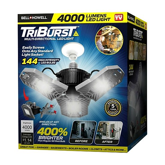 Bell + Howell Triburst Multi-Directional High Intensity Lighting for Indoor and Outdoor, Shop, Ceiling, and Garage Lighting