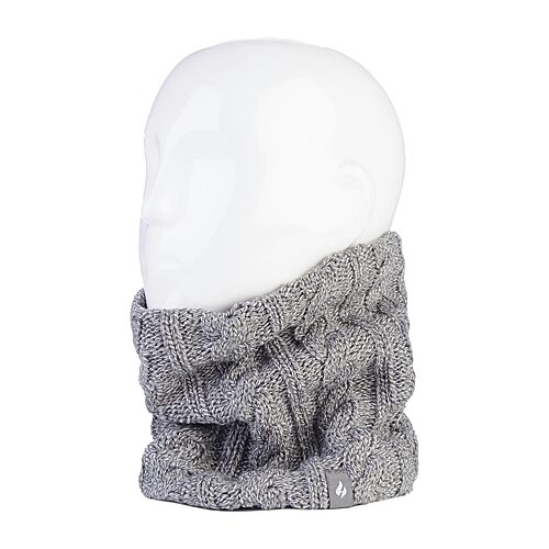 Heat Holders Emily Cable Neck Warmer Oblong Scarf, One Size, Gray