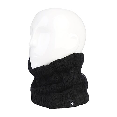Heat Holders Emily Cable Neck Warmer Oblong Scarf, One Size, Black