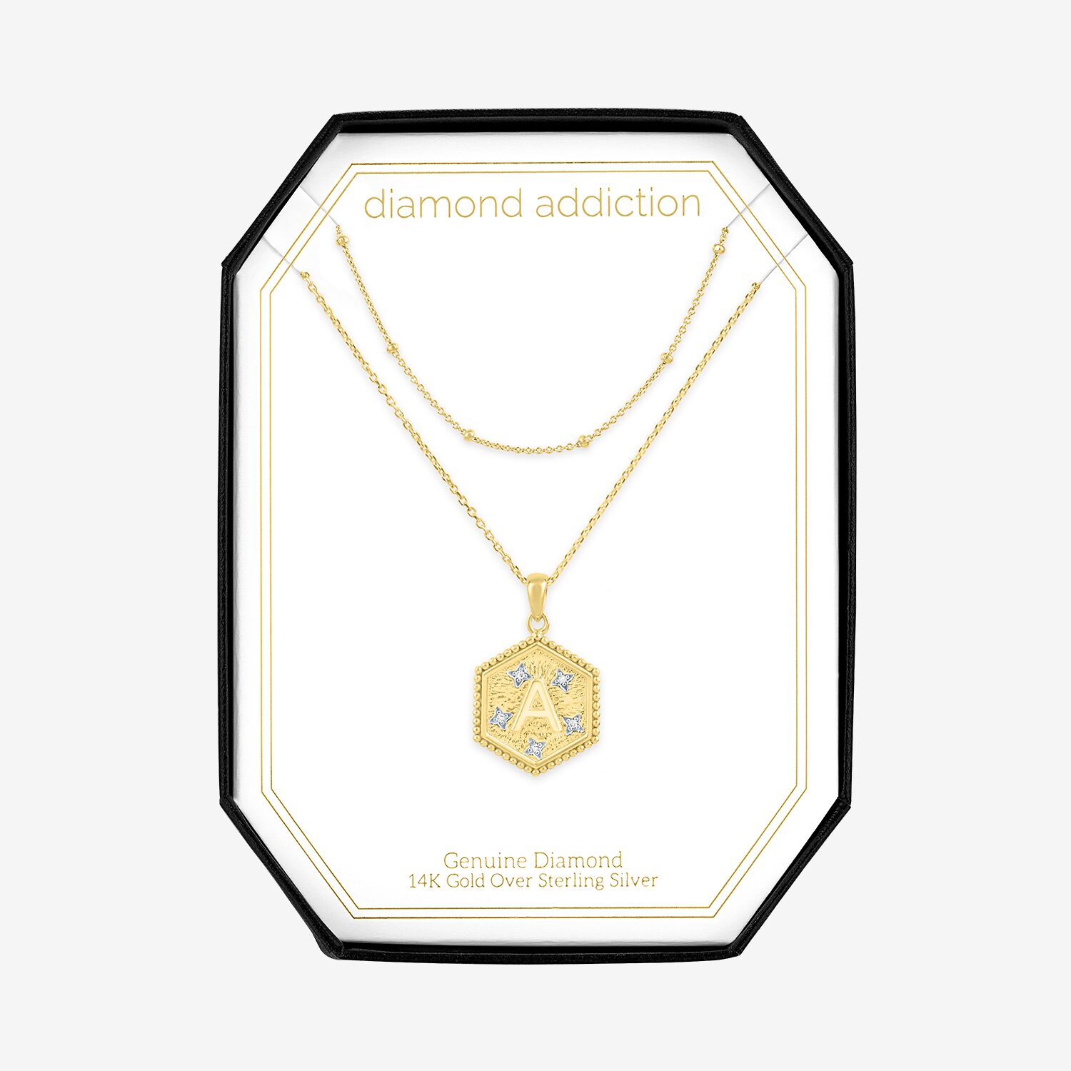 Intial "A" Womens Diamond Accent Natural White 14K Gold Over Silver 2-pc. Necklace Set