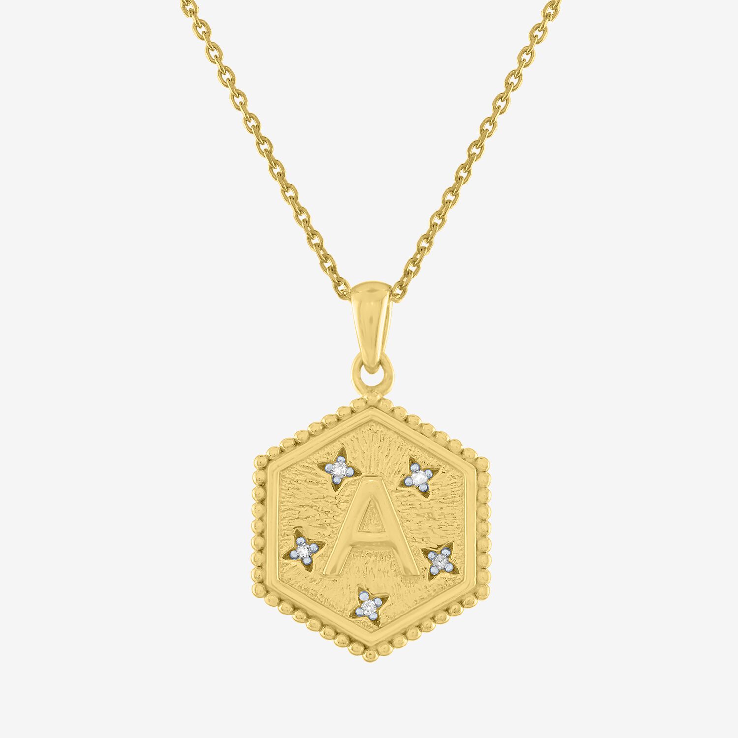 Intial "A" Womens Diamond Accent Natural White 14K Gold Over Silver 2-pc. Necklace Set