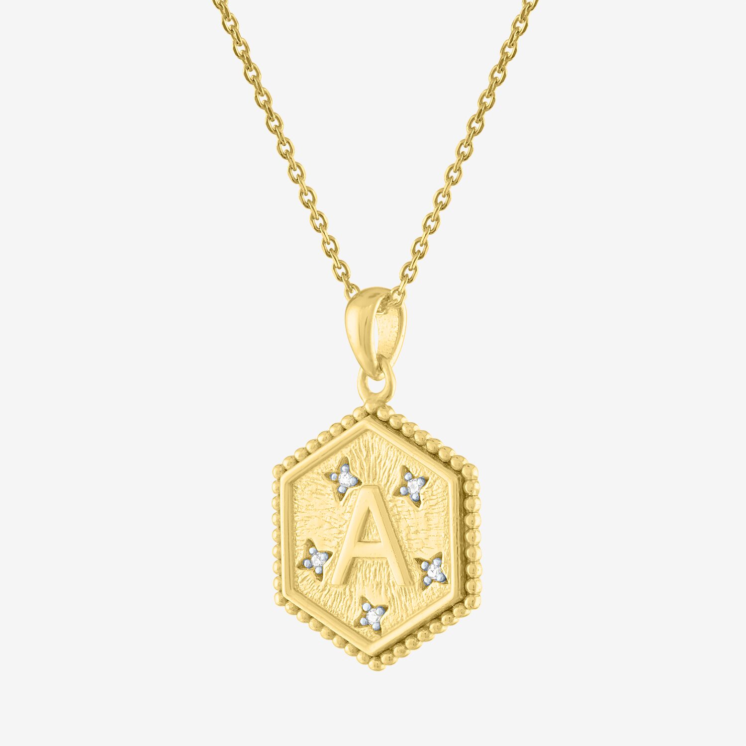 Intial "A" Womens Diamond Accent Natural White 14K Gold Over Silver 2-pc. Necklace Set
