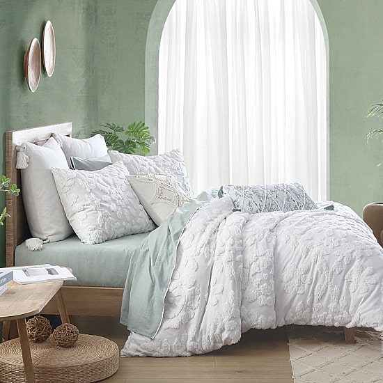 Peri Home Chenille Laurel 3-pc. Embroidered Duvet Cover Set