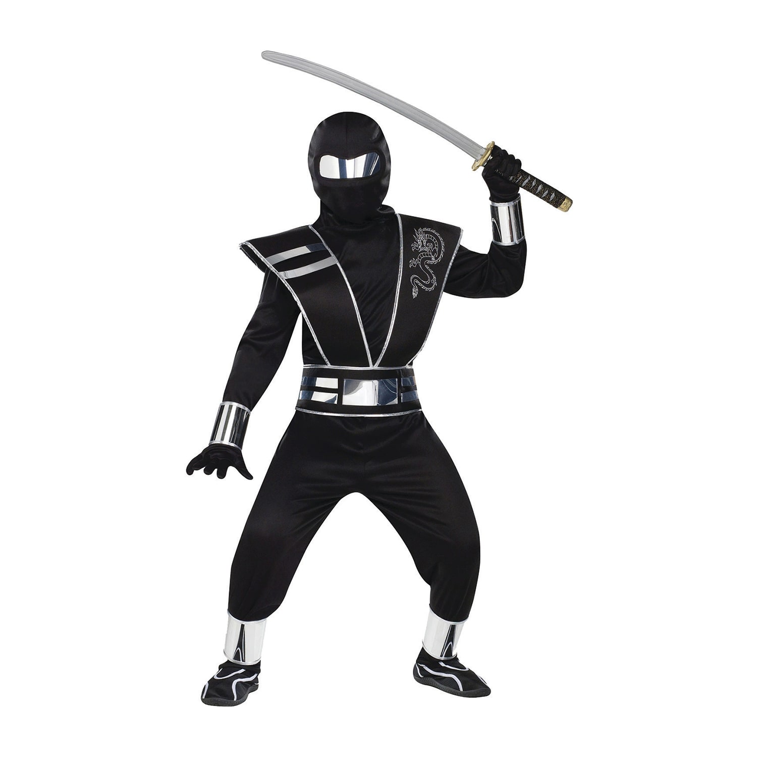 Little & Big Kid Boys Silver Mirror Ninja Costume
