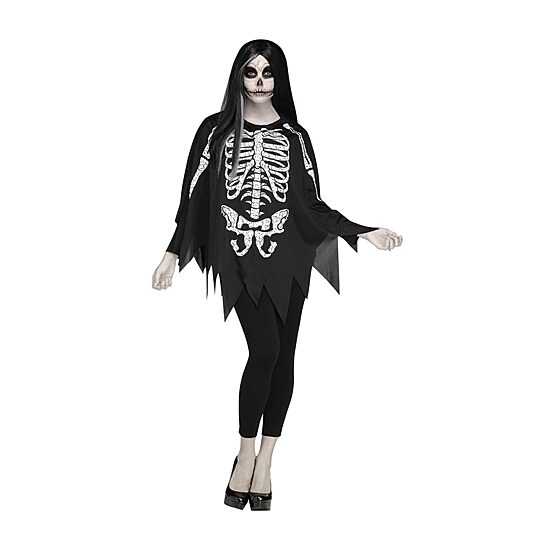 Womens Skeleton Poncho Costume