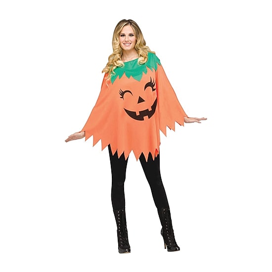 Womens Pumpkin Poncho Costume