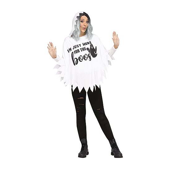 Womens Here For The Boos Only Poncho Costume