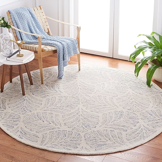Martha Stewart Char Floral Hand Tufted 6' X 6' Indoor Round Area Rug