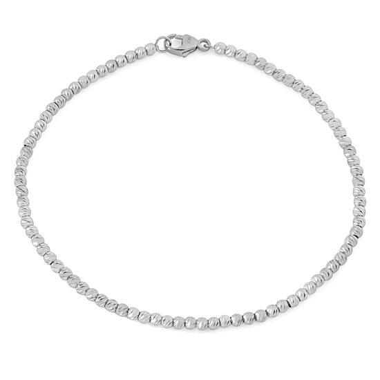 Womens Sterling Silver Beaded Bracelet
