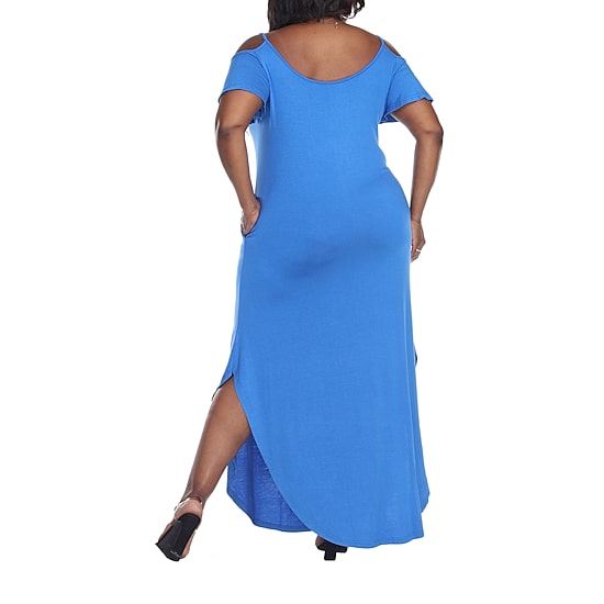 White Mark Lexi Womens Plus Scoop Neck Short Sleeve Cold Shoulder Maxi Dress