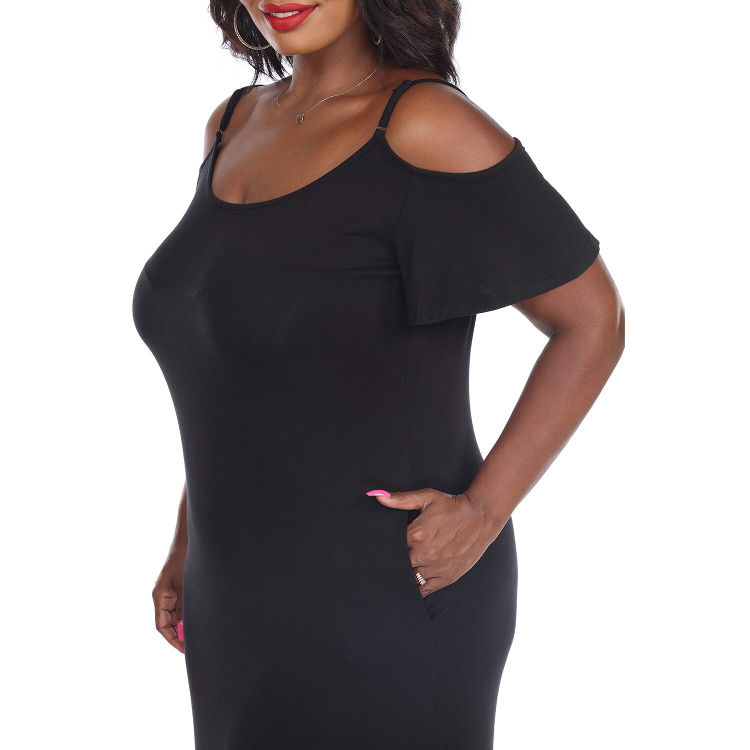 White Mark Lexi Womens Plus Scoop Neck Short Sleeve Cold Shoulder Maxi Dress