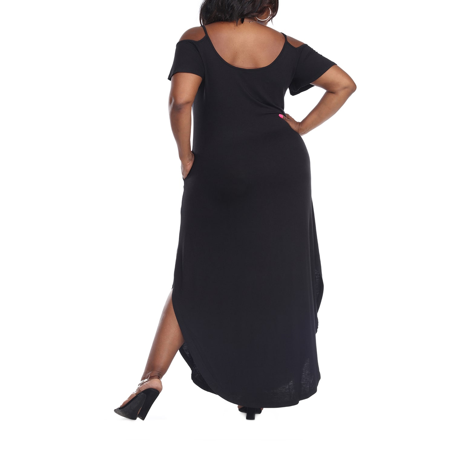 White Mark Lexi Womens Plus Scoop Neck Short Sleeve Cold Shoulder Maxi Dress