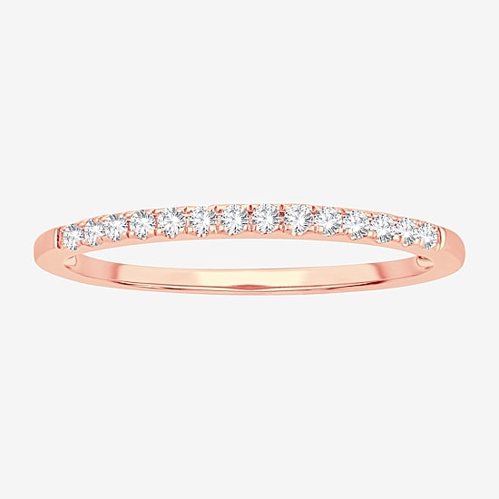Womens 1/10 CT. T.W. Natural White Diamond 10K Gold Wedding Band
