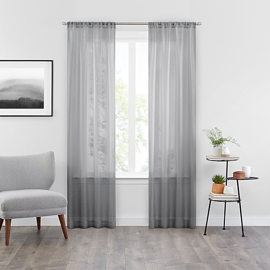 Vue Textured Voile Rod Pocket Sheer Set of 2 Curtain Panel