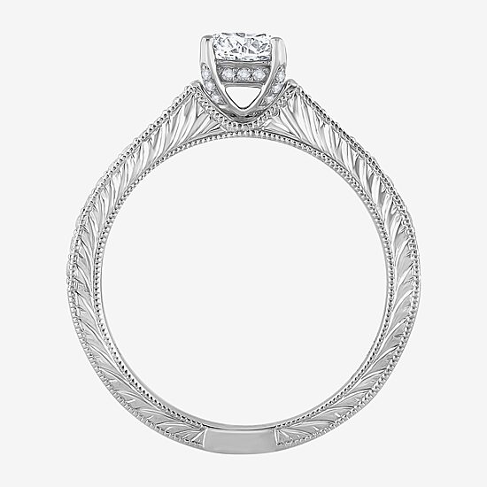 (H-I / Si1) Womens 1 1/4 CT. T.W. Lab Grown White Diamond 14K Gold Round Side Stone Engagement Ring