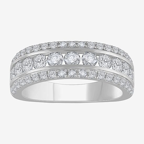 (H-I / Si1) Womens 4MM 1 1/2 CT. T.W. Lab Grown White Diamond 14K Gold Anniversary Wedding Band