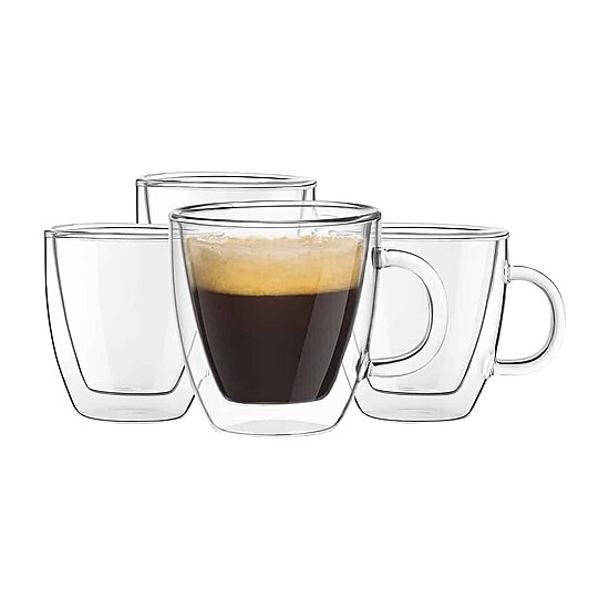 Joyjolt Savor Double Wall Insulated Espresso Glasses - 5.4 Oz - Set of 4