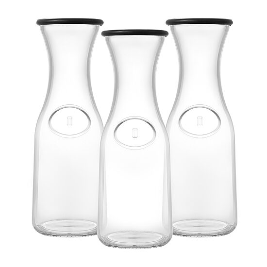 Joyjolt Hali Glass Bottle Pitcher With 6 Lids  - 35 Oz - Set Of 3 Water Carafe
