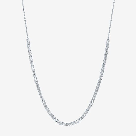 (G-H / Si2-I1) Womens Diamond Sterling Silver 18 Inch Tennis Necklace