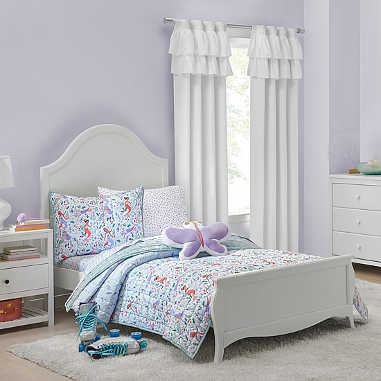 Under the Stars Kids Hayden Ruffle Rod Pocket Back Tab Energy Saving 100% Blackout Single Curtain Panel