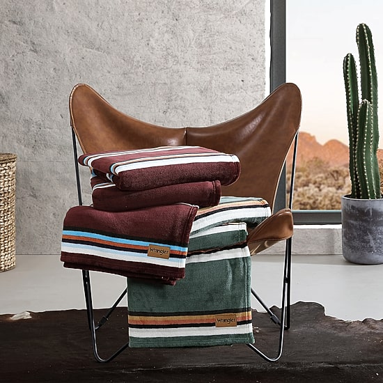 Wrangler Western Saddle Stripe Ultra Soft Blanket