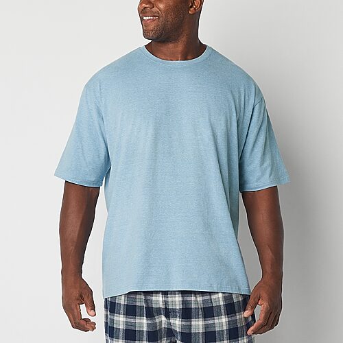 Stafford Super Soft Mens Crew Neck Short Sleeve Big and Tall Pajama Top, 5x-large, Blue