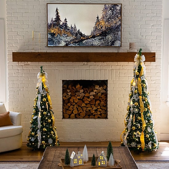 Nearly Natural 5 Foot Pre-Lit Collapsible Pre-Decorated Pine Christmas Tree