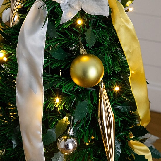 Nearly Natural 5 Foot Pre-Lit Collapsible Pre-Decorated Pine Christmas Tree