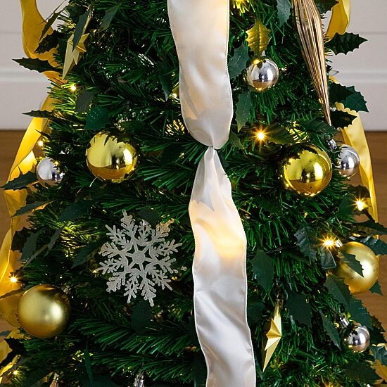 Nearly Natural 5 Foot Pre-Lit Collapsible Pre-Decorated Pine Christmas Tree