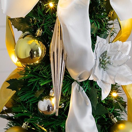Nearly Natural 5 Foot Pre-Lit Collapsible Pre-Decorated Pine Christmas Tree