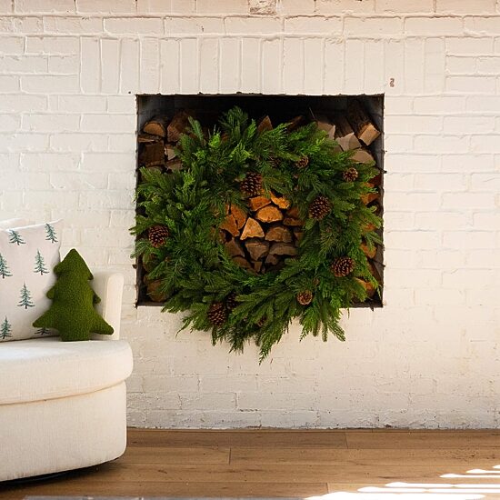 Nearly Natural 30in Mixed Pine Wreath With Pinecones Wreath