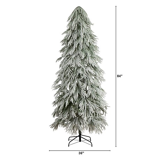 Nearly Natural 7 Foot Pre-Lit Flocked Pine Christmas Tree