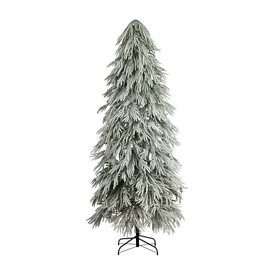 Nearly Natural 7 Foot Pre-Lit Flocked Pine Christmas Tree