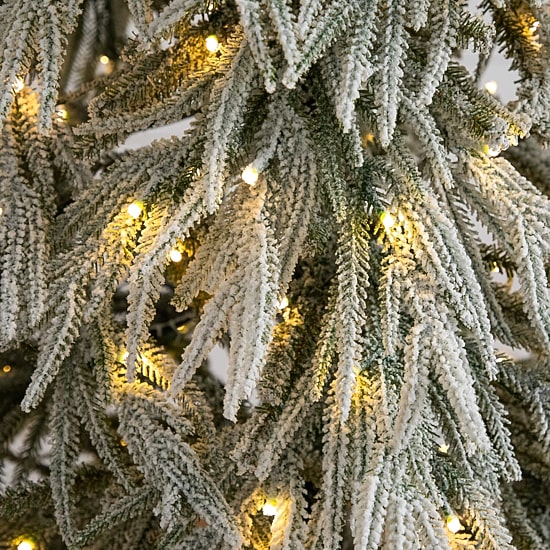 Nearly Natural 7 Foot Pre-Lit Flocked Pine Christmas Tree