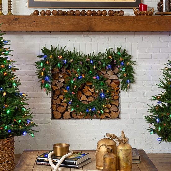 Nearly Natural Pre-Lit Wreath
