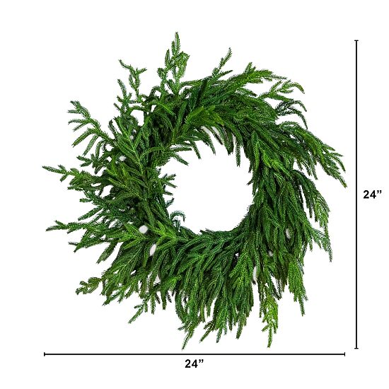 Nearly Natural 24in Real Touch Norfolk Pine Wreath Wreath