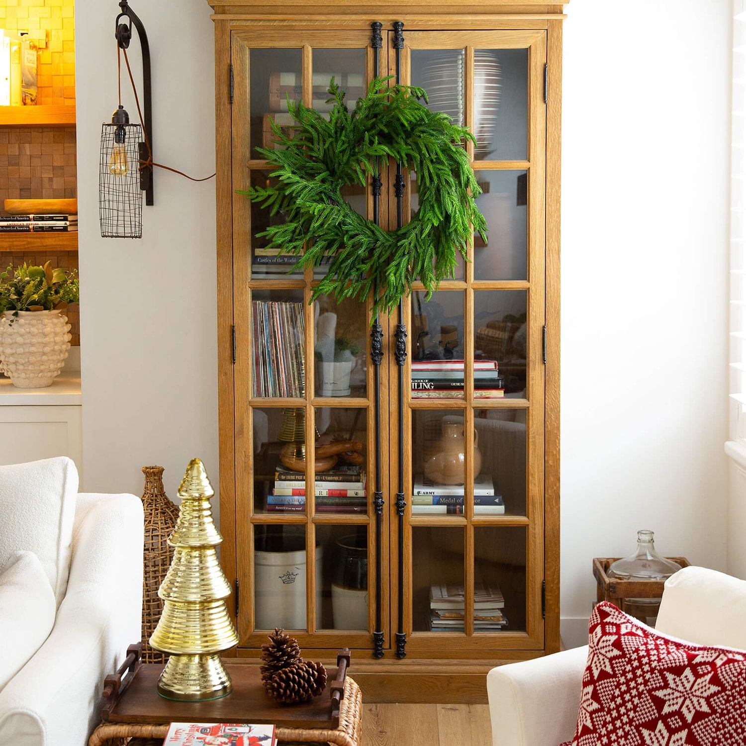 Nearly Natural 24in Real Touch Norfolk Pine Wreath Wreath