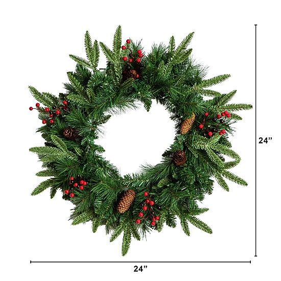 Nearly Natural 5 Pc Garlends And Wreath Set 5 Foot Pre-Lit Pine Christmas Tree