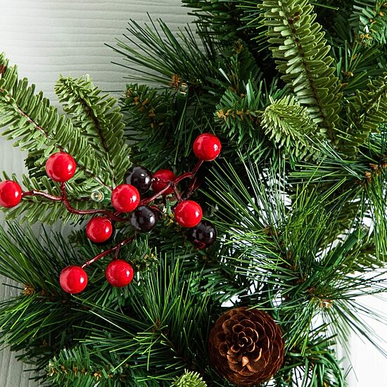 Nearly Natural 5 Pc Garlends And Wreath Set 5 Foot Pre-Lit Pine Christmas Tree