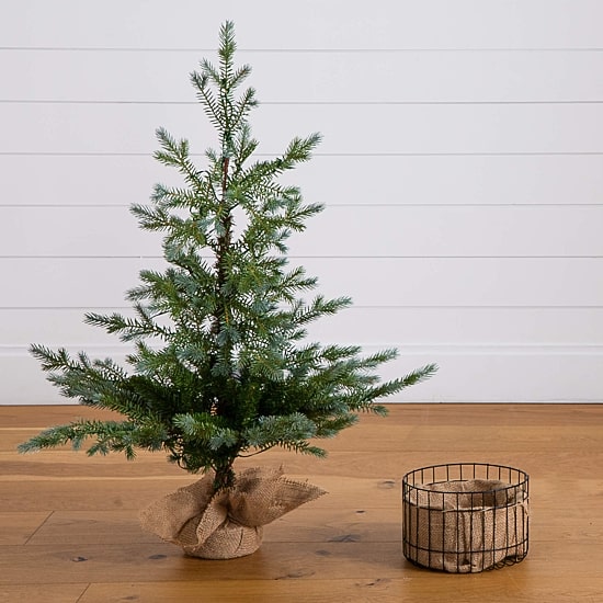 Nearly Natural 3 Foot Pre-Lit Pine Christmas Tree